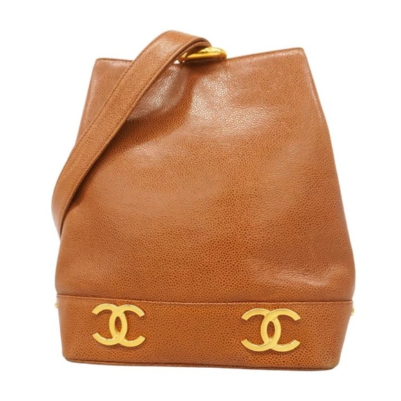 Authentic CHANEL brown caviar triple CC sling bag 24k gold - Picture 1 of 15